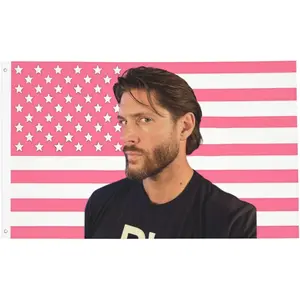 Jensen Ackles American Flag 3x5 FT supernaturalpower Gift Dean Winchester For Fan Pink USA Flags tapestry Poster for Wall Bedroom Living Room Hanging Decoration Outdoor Indoor Banner Brass Gromments  bedroom decor