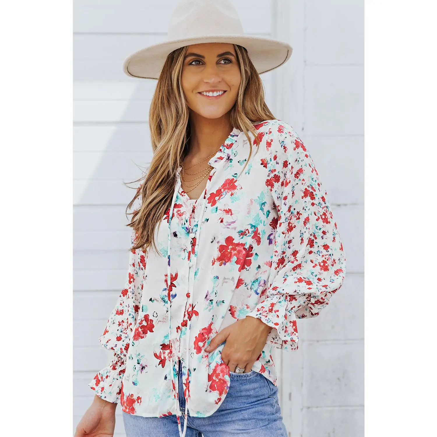 Mckenna Cakewalk Floral Smocked Blouse