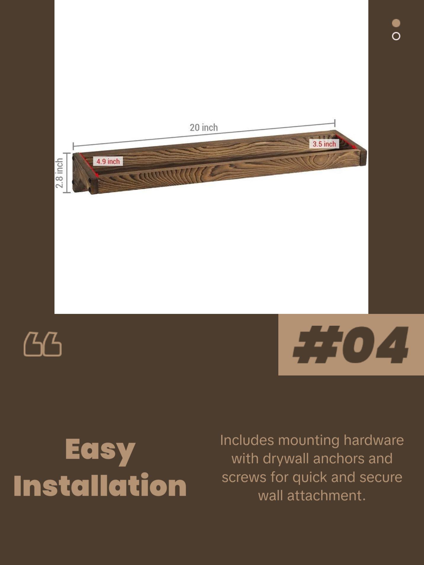 Burnt Wood Wall Mounted Shoe Storage Rack, Entryway Footwear Organizer Holder, Set of 2