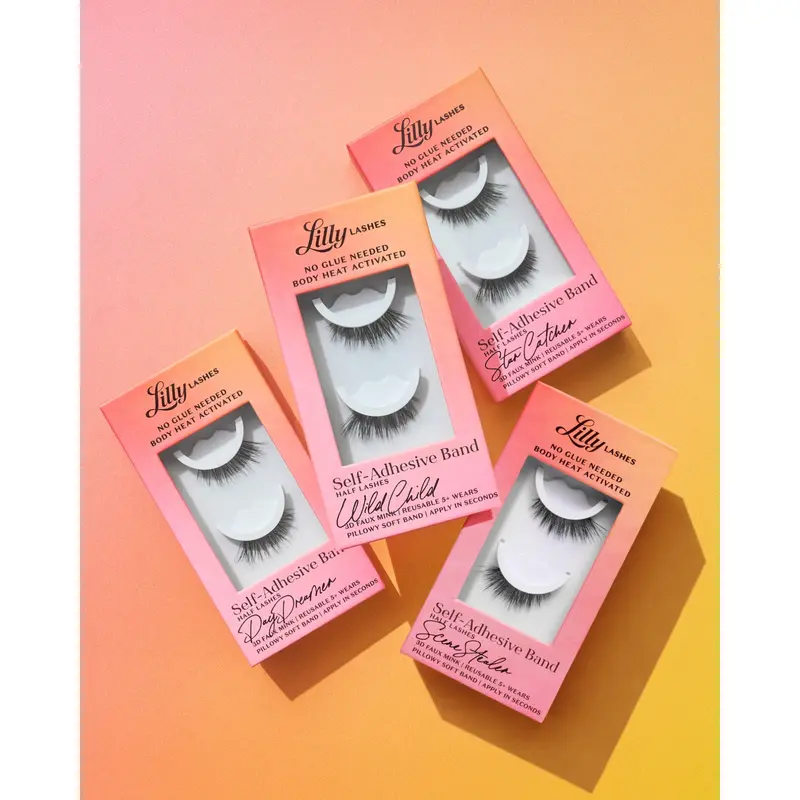 Self-Adhesive Half Eyelashes | Lilly Lashes 3D Faux Mink | No Glue Needed, Body Heat Activated