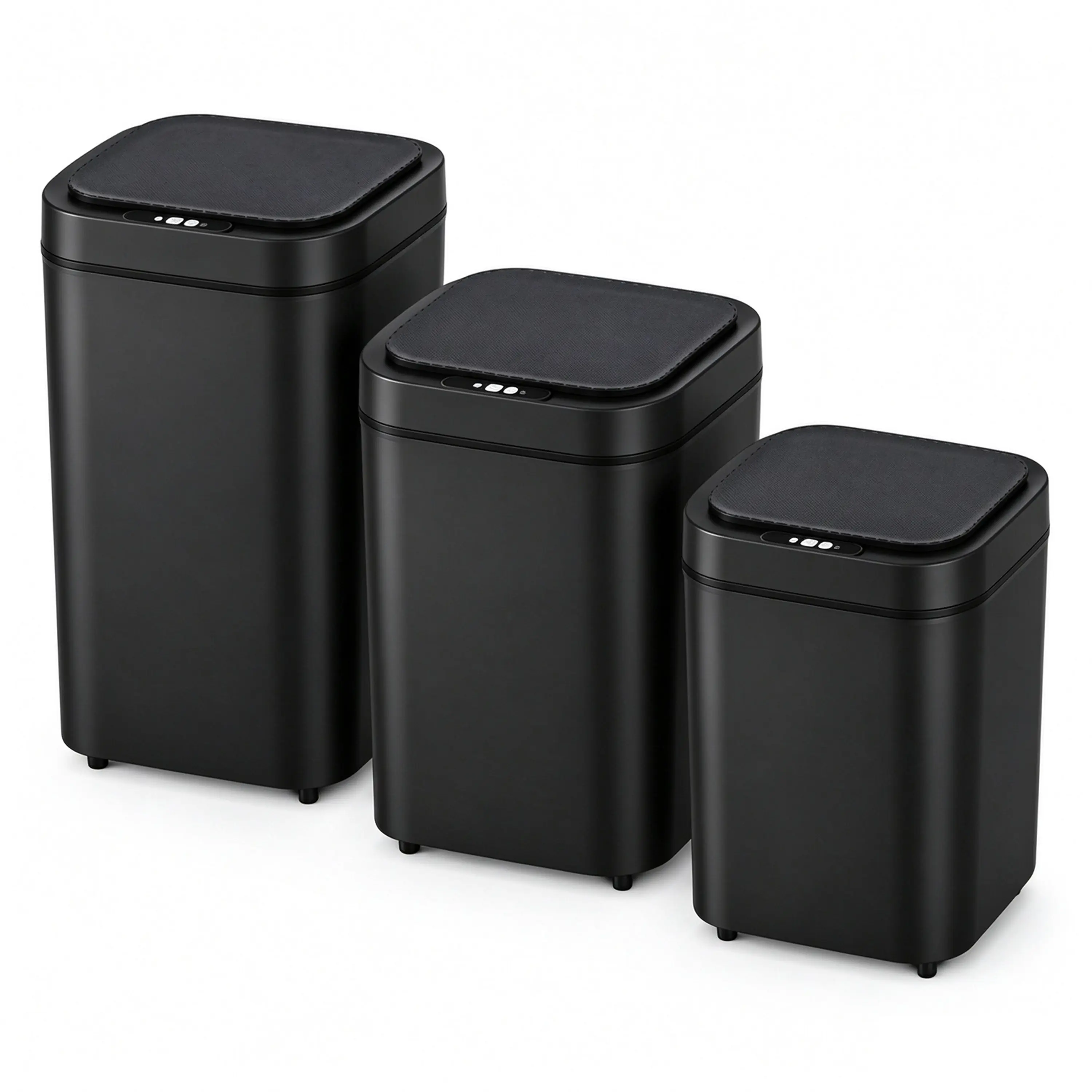 3-Pack Automatic Smart Sensor Trash Can - Waterproof, Plastic, Hands-Free Indoor Bin for Kitchen, Home Waste Management Supplies