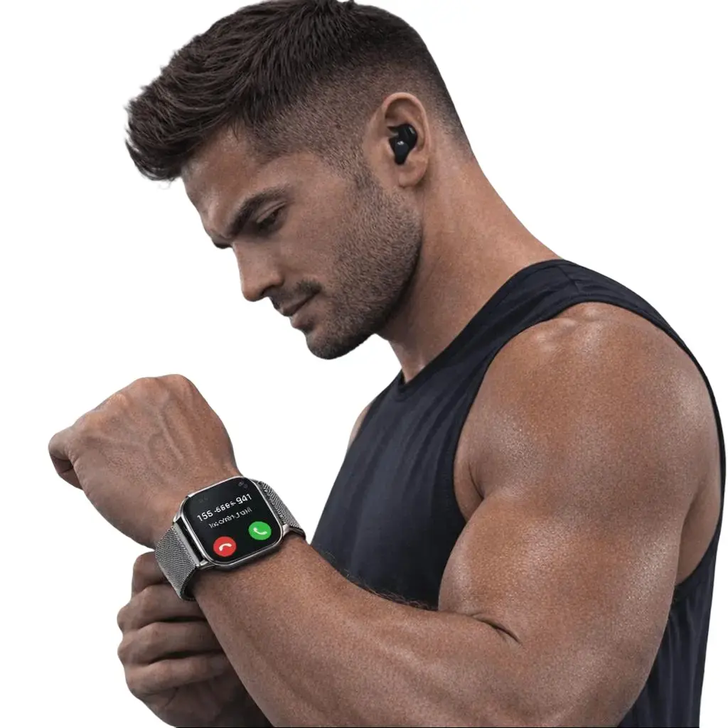 Next Level Active Essentials Men's Fitness Smartwatch Wristwatch - Bluetooth Calling, Full Touch Screen, Multisport Tracking, Health Monitoring, Water-Resistant, Long Battery Life, Calorie Tracker