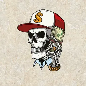 Iconic Skull Money Sticker - Bold & Edgy Design - Vinyl Sticker