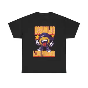 Playful Smiley Character Assholes Live Forever T-Shirt | Retro Graphic Tee