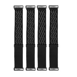 4 count Adjustable Elastic Wig Band with Non-Slip  Strips & Removable Buckles, Keeping Wigs in Place (Black)