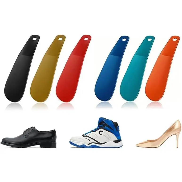 6-Pack Mini Shoe Horns - 6.2" Small Plastic Shoe Horn Set for Men, Women & , Portable Shoe Helpers for Boots, Heels, Sneakers & Travel Use