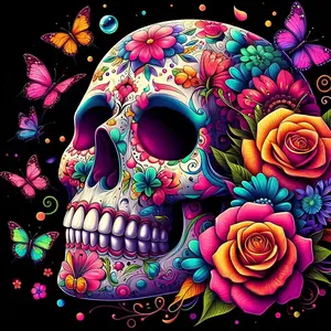 New DIY 5D Diamond Painting Kit, Skull Rose Theme, Full Drill Mosaic Art, Home Wall Decor Gift, Handicraft, Large Size, Model Z294, DIY Kits