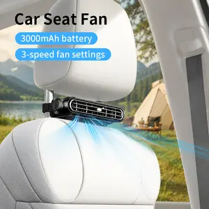Car seat Velcro fan, 3 adjustable fan speeds, USB charging, suitable for cars, golf carts, and campervans, portable outdoor camping fan