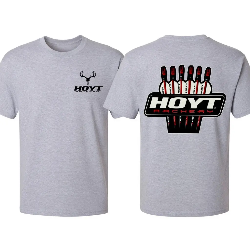 Men's 100% US Cotton Short-Sleeve Round Neck Casual T-Shirt, Classic Fit Hoyt Archery Graphic Top, Soft Breathable Bow Hunting Outdoor Tee - KitchenEra