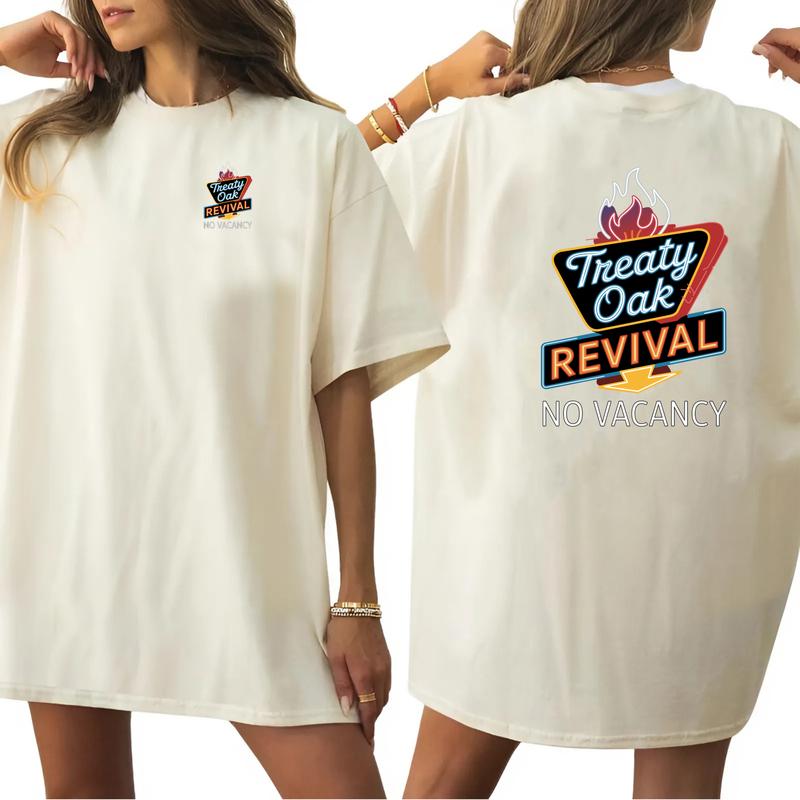 Treaty Oak Revival No Vacancy 100% Cotton T-Shirt, Trendy Unisex Graphic Tee, Xmas Funny Christmas Gift for Men for Women, Cool Band Merch, Retro Design Tee