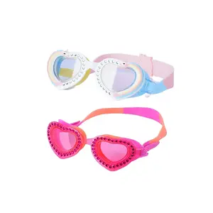 Youngsters' Cute Heart-Shaped Silicone Swim Goggles with Anti-Fog Lenses - Waterproof, Durable & Comfortable Fit for Boys and Girls, Perfect for Pool Parties