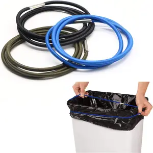 Rubber Bands for 13-30 Gallon Garbage Cans - Durable Trash Bag Bands to Hold Trash Bags in Place, Blue and Olive Green