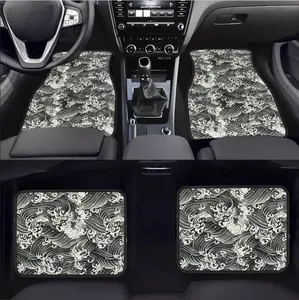 Car Mats Japanese Personalized Wave Universal Fit Car Floor Mats Fashion Soft Waterproof Car Carpet Front&Rear 4 Pieces car corolla accessory