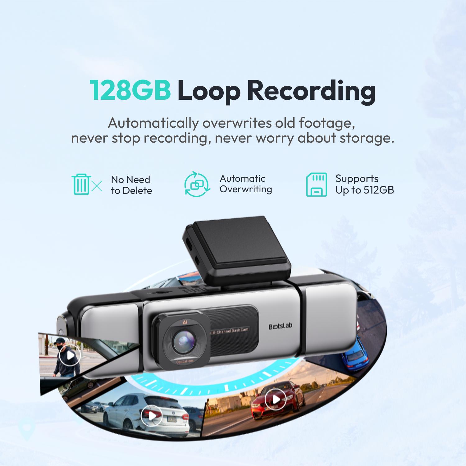 Botslab 3K 4 Channel Dash Cam with 3.18&rdquo; Touch Screen, 24/7 Parking Mode, Built-in GPS, 5.8G WiFi, Night Vision, Voice Control, 128GB Card, Rear Camera Monitor Touchscreen Dash Cam Car Dvr,car accessories