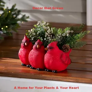 Spring Garden Refresh - Red Bird Succulent Planter Pot, Set of 3 for Indoor/Outdoor Decor, Unique Gift for Mom & Garden Lovers, Home Decor Pots