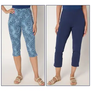 Women with Control Petite Set of 2 Pedal Pusher and Crop Pants