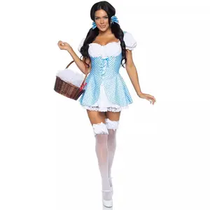 Halloween Christmas Stage Dress Adult Maid Sexy Costume Cosplay Plaid Maid Dress Party Beer Festival Stage Show Costume Dress Up