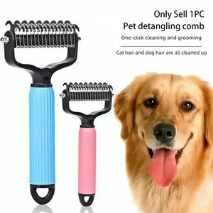 Pet Grooming Tool: Universal Dog Detangler Comb, Grooming Brush, Deshedding Tool, Stainless Steel Dual-Sided Design, Efficient Fur Removal, Daily Hair Care Essentials