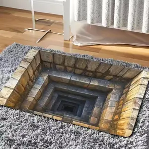 3D Optical Illusion Anti-skid Door Mat Realistic Stone Step Style Seaweed Mud Mat Anti-skid Absorbent Mat, Suitable for Bathrooms, Kitchens, Bedrooms, Interesting Funny Elements for Friends To Decorate