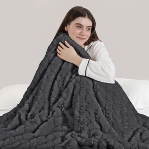 Electric Heated Throw Faux Rabbit Fur Blanket with 6 Heating Levels 1-4H Auto Off, Fast Heating Washable, Over-Heat Protection ETL Certified Charcoal Gray