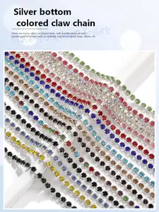 Water Drill Chain Metal Base Electroplated Drilled Chain Encrypted Claw Chain, 4 Colors for DIY Jewelry Making Phone Case Bag Decoration