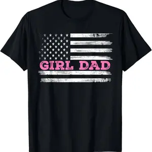 Summer t Shirts Girl Dad Father'S Day Dad Daughter, Dad of Girls Outnumbered T-Shirt Adult Men'S Loose And Comfortable Cotton