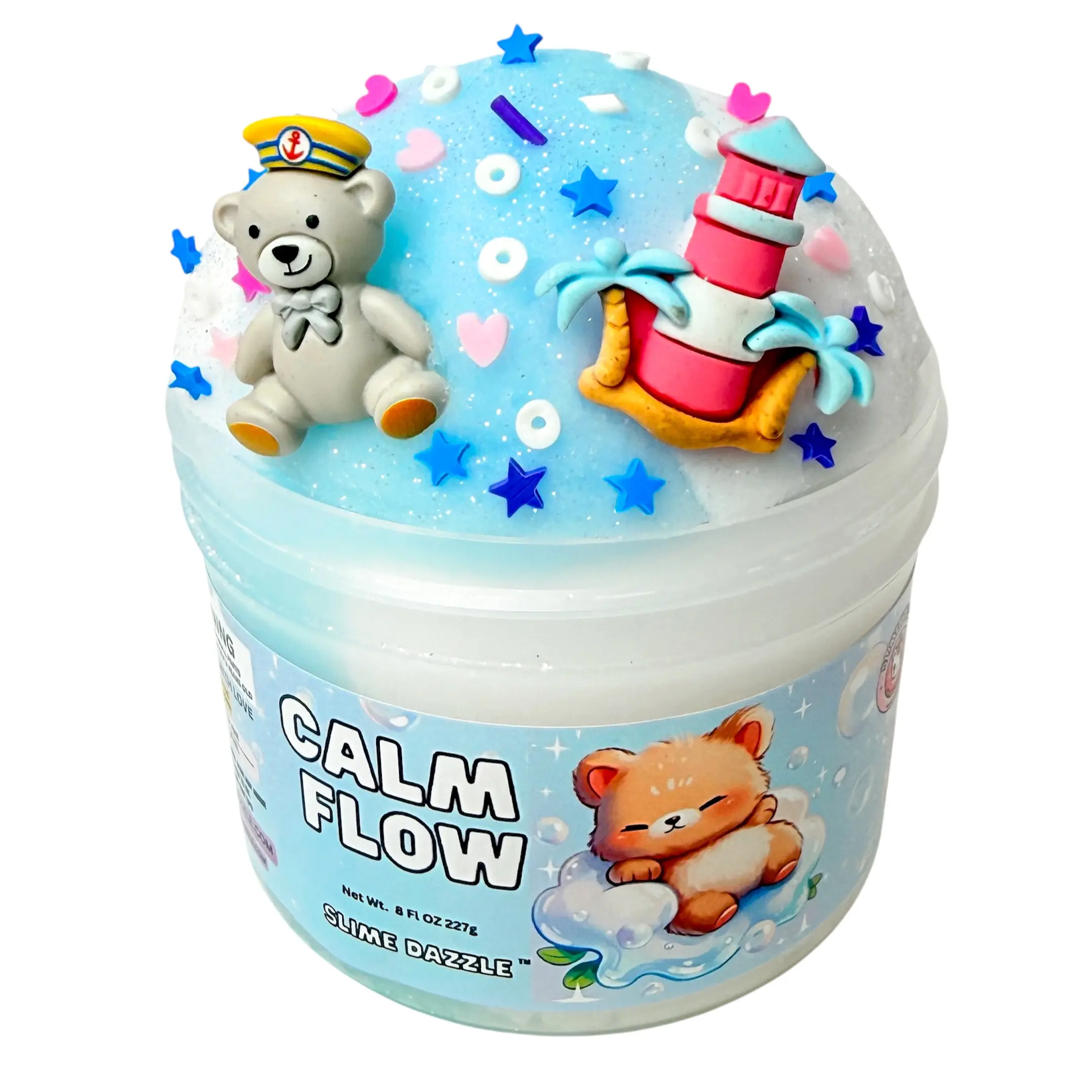 Calm Flow Icee Cloud Slime White & Blue | Soft & Non-Sticky | Fresh Relaxing Scent | 8 fl oz