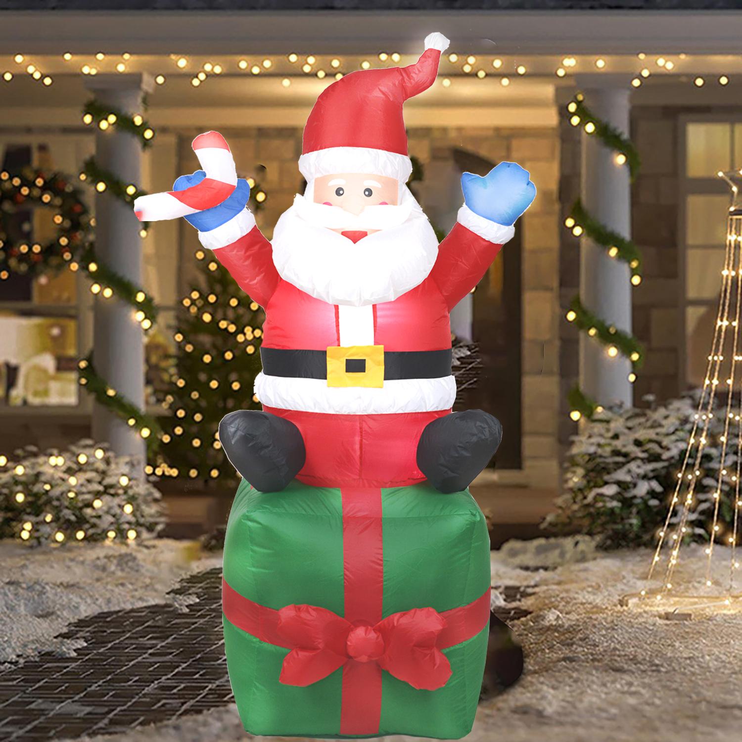 6FT Christmas Inflatables Santa Outdoor Decorations, Santa Claus Inflatable with Led Lights Xmas Blow up Yard Decorations for Square Lawn Garden Patio Holiday Party Decor