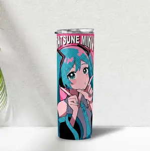Hatsune Miku Kawaii Anime Tumbler 20oz – Cute Vocaloid Girl Travel Mug, Pink Aesthetic Insulated Stainless Steel Cup with Lid for Miku Fans