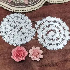 Flower Metal Cutting Die, Dual Layer Spiral Design, Creates Detailed Rose Edges, Compatible with Various Cutters, Ideal for Scrapbooking, Wedding Cards, Floral Decorations