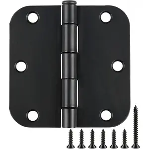 30 Pack Rounded Matte Black Door Hinges 3.5 Inch 5/8" Radius Interior 3 1/2" Flat Iron Bifold Residential Standard Bedroom Indoor for Doors