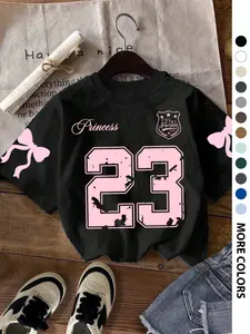 Women's Butterfly Print Round Neck Tee, Vintage Trendy Casual Crew Neck Short Sleeve T-shirt for Daily Wear, Ladies Summer, Top