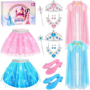 F-CPA06  Princess Dress Up Clothes for Little Girls Toddlers, Princess Costume Set with Princess Cape, Tutu, Crown, Shoes