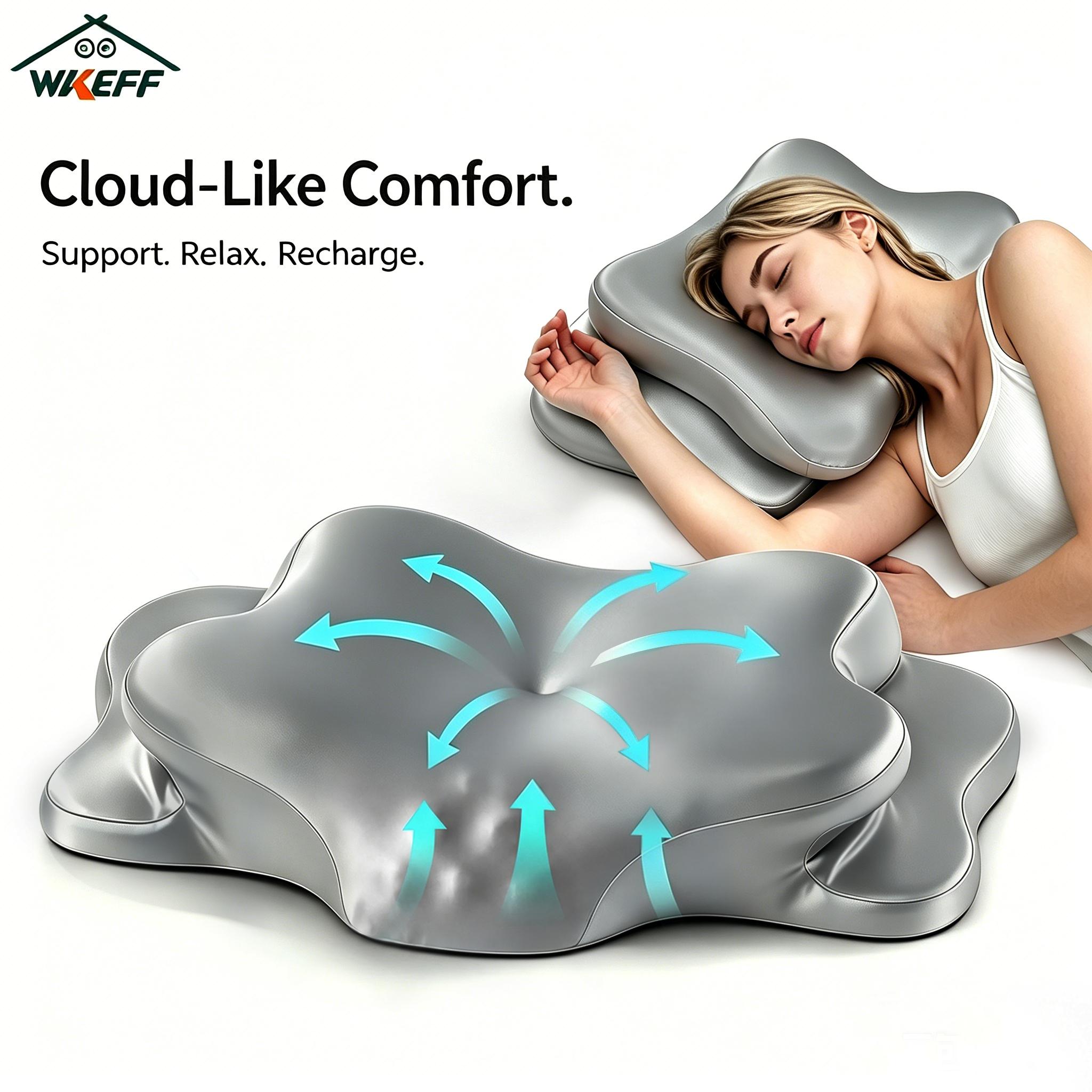 WKEFF Ergonomic memory foam pillow, butterfly-shaped cervical pillow specially for sleep, slow rebound headboard pillow, suitable for side sleepers, back sleepers and stomach sleepers, soft and washable pillowcase