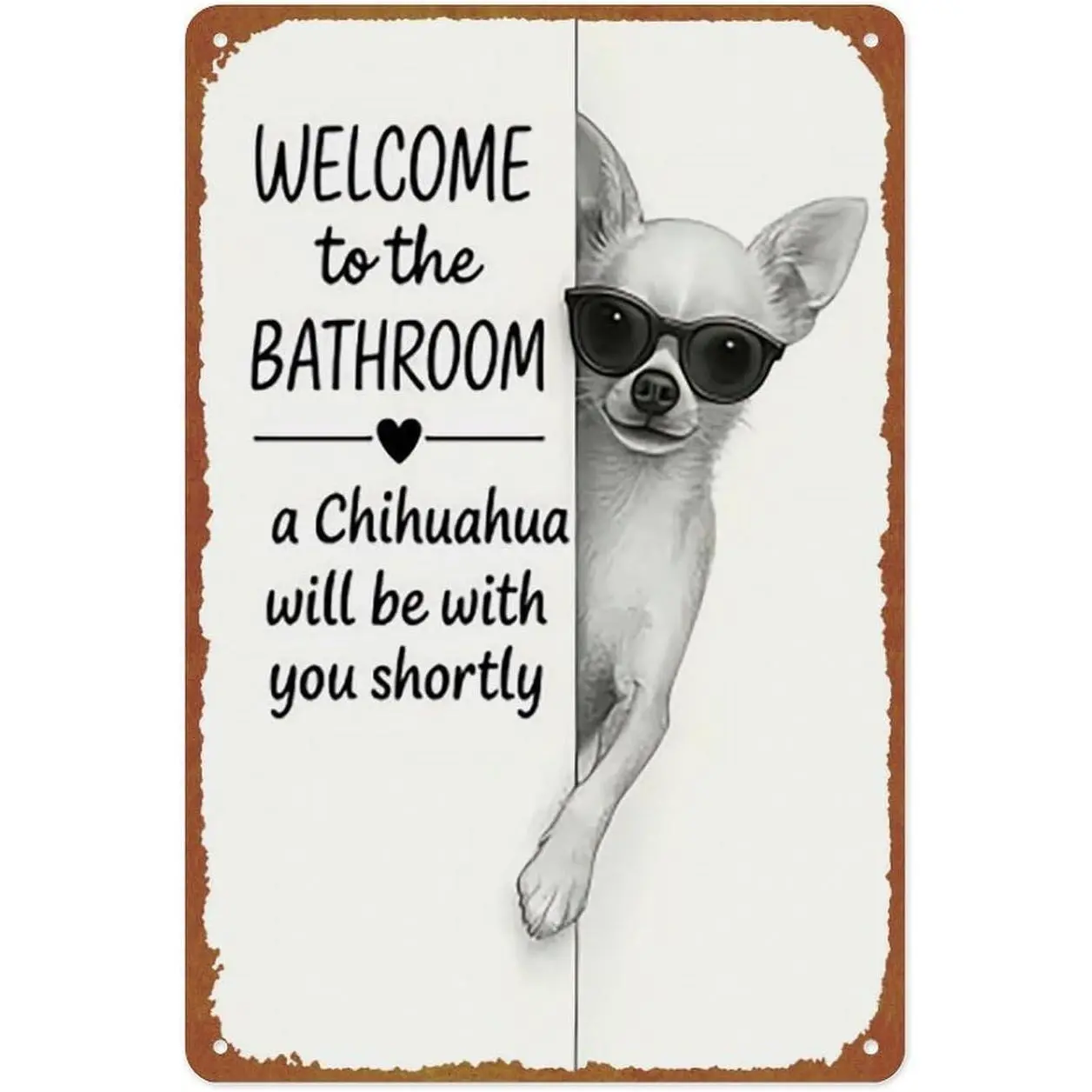 Vintage Funny Chihuahua Aluminium Decorative Plaque - 12x8 in Pre-Drilled Easy-Install Metal Sign, Door/Office Decor, Dog Lover Gift, Home Supplies