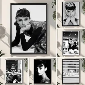 Famous Actress A-Audrey H-Hepburn Painting Calligraphy Waterproof Scratch-Resistant Canvas Wall Art – Premium Oil Painting Style HD Print | Modern Aesthetic Home Decor for Living Room, Bedroom, Kitchen & Café | Perfect Holiday, Housewarming & Party Gift