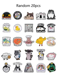 Random 20 Cartoon Animal Badges, Cute Network Meme Style, Self-Deprecating Humor Design, Suitable for Z Gen Youngsters' Backpack Decor, Accessories