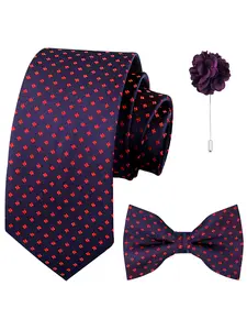 Men's Fashion 3-Piece Daily Striped Print Tie Set, Casual Style Shirt Match Includes Tie Bowtie Brooch, All-Season Wearable Accessories