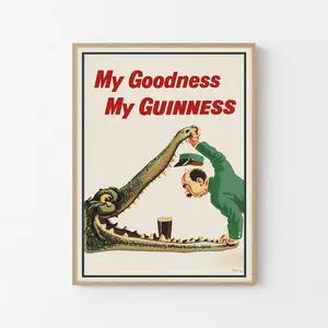 [Sale off up to 50%]-[FREE-SHIP] Guinness Crocodile Poster Print - Vintage John Gilroy Irish Beer Advertisement