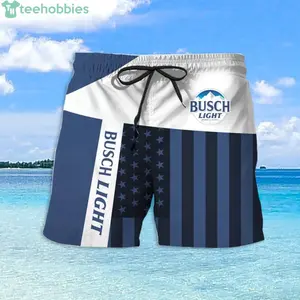 Busch Light Happy Summer Hawaiian Shorts – American Flag Beach Swimwear
