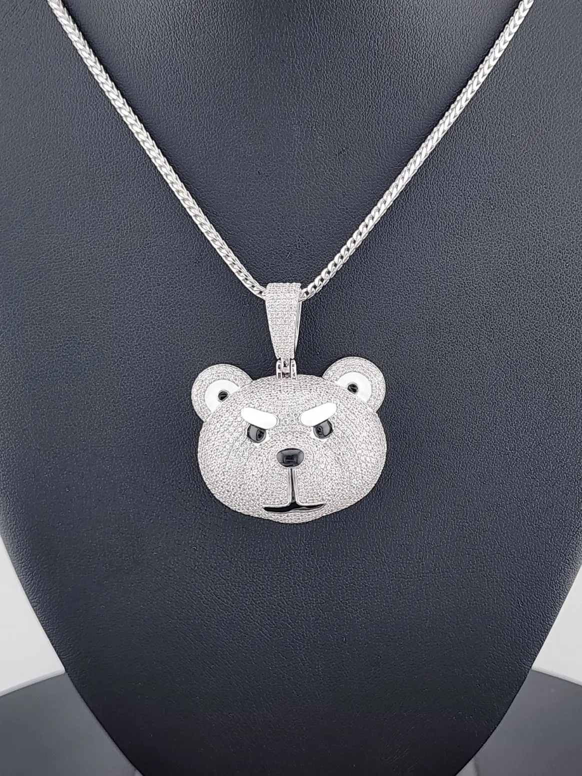 Sterling Silver 925 Angry Bear Pendant Necklace – Fierce Animal Jewelry for Men or Women