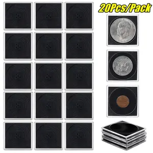 20 Pcs Adjustable Acrylic Coin Collection Cases with Sponges, Coin Snap Holder, Silver Dollar Protection Cases for Collectors, Coin Dollar Collection Supplies(20mm-40mm)