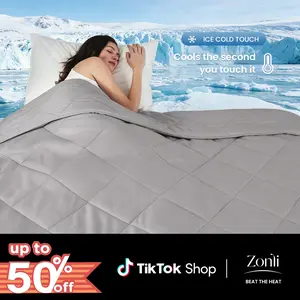 ZonLi Cooling Blanket for Hot Sleepers, Lightweight Cool Touch Breathable Summer Blanket for Night Sweats, All-Season Cold Blankets