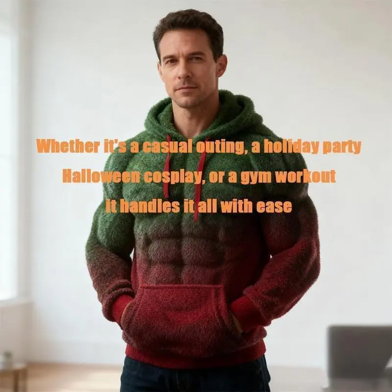 2D Muscle-Fit Hoodie Retro Flannel Print Street Style Artistic Muscle Line Patterns Warm Fleece-Lined Hoodie Perfect Gift for Boyfriend 2D Muscle-Fit Hoodie Retro Flannel Print Street Style Artistic Muscle Line Patterns Warm Fleece-Lined Hoodie Perfect Gift for Boyfriend