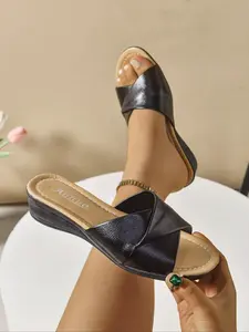 Women's Fashionable Solid Color Platform Slingback Open Toe Sandals, Casual Comfortable Wedge Sandals for Summer, Female All-match Round Toe Sandals for Daily Wear, Walking Shoes