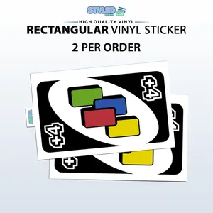 wild draw 4 uno card rectangle vinyl sticker