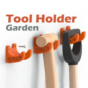 3pcs Garden Tool Holder 35mm Diameter Broom Shovel Rake Hooks Wall Mount Screw Fixed Storage Rack Durable Plastic Multi-Functional Organizer Wall Mounted Organizer