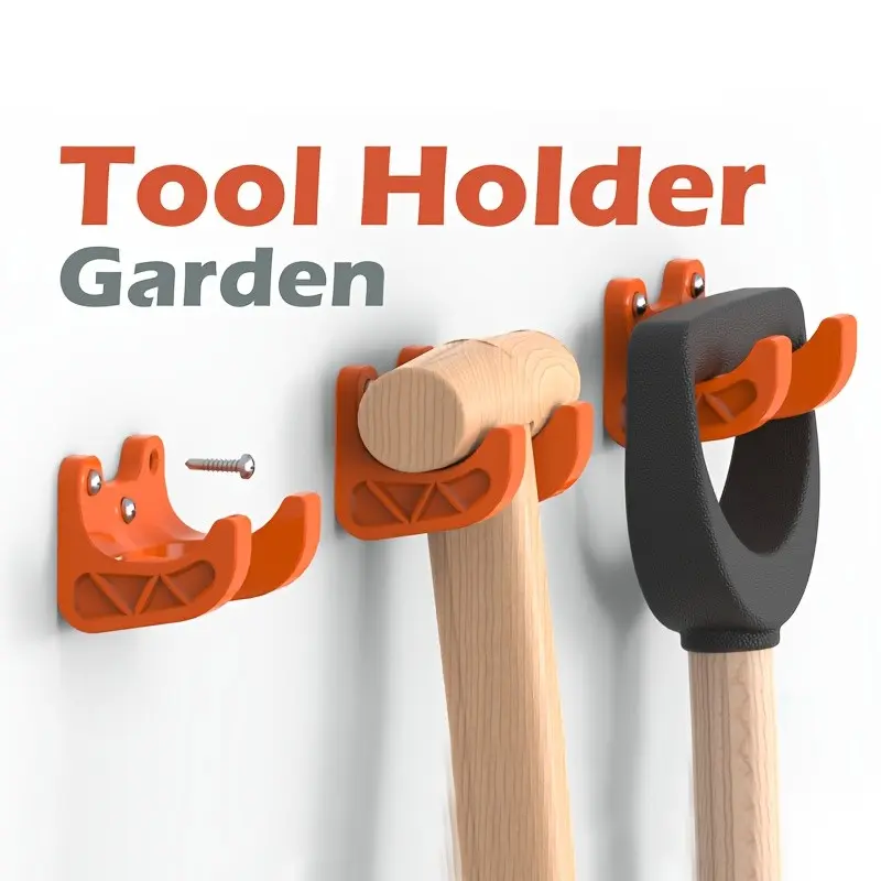 3pcs Garden Tool Holder 35mm Diameter Broom Shovel Rake Hooks for Wall Wall Mount Screw Fixed Storage Rack Durable Plastic Multi-Functional Space Saving Organizer Wall Mounted Organizer