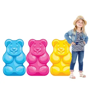 25" x 40" Pink, Yellow & Blue Candy World Gummy Bear Stand-Ups - 3 Pc.
