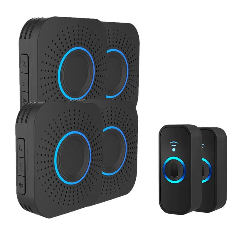 Wireless doorbell, battery-powered kit, high-volume Waterproof Mini doorbell, 1,000ft Range 110dB Mute Mode 32  Chime, 5 Volume Adjustment levels, IP55 Waterproof Doorbell,Colorful LED Flashing and Silent Function, For Home/Classroom/Office door bell